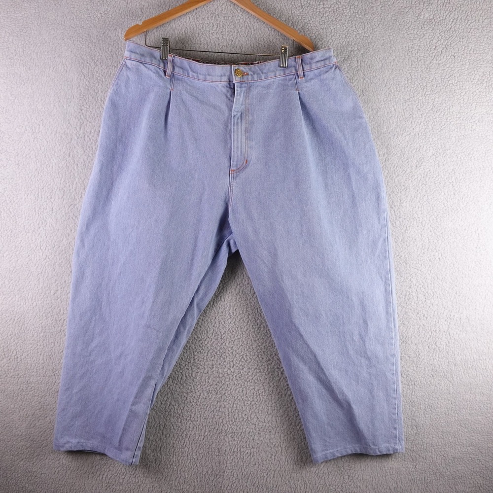 Big Bud Press Denim Trousers Periwinkle Blue Pleated Elastic Waist Mens 1XL
